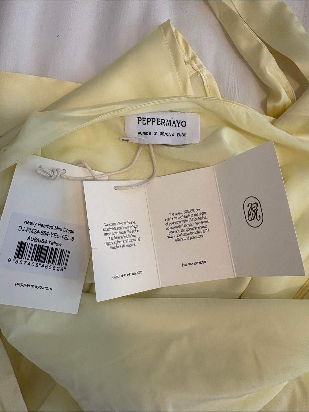 PepperMayo Heavy Hearted Mini Dress in Yellow, size US 4 - Picture 7 of 8